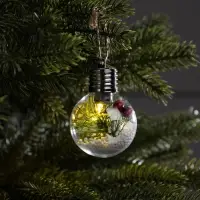 Елочный шар «Снежная хвоя» d=6 см, 1 LED, LR44x3 (в комплекте), свечение тёплое белое