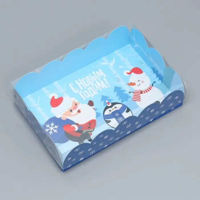 Коробка подарочная с PVC крышкой &laquo;С Новым годом!&raquo;, снеговик, 20&times;30&times;8 см