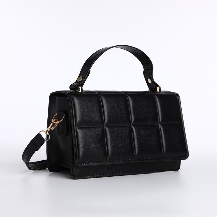 Сумка женская на клапане, с кошельком, 20х12х7 см, цвет чёрный Сумка женская на клапане, с кошельком, 20х12х7 см, цвет чёрный