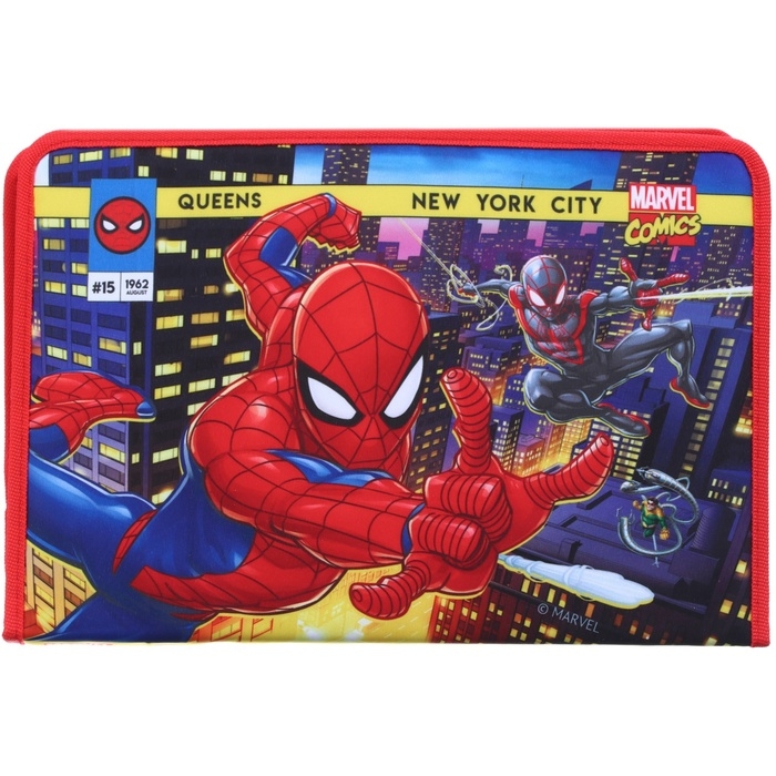 Папка для труда А4 с пеналом, на молнии, текстиль, Человек-паук Папка для труда А4 с пеналом, на молнии, текстиль, Человек-паук