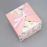 Коробка подарочная складная, упаковка, «С 8 Марта, нежные цветы», 12 х 12 х 12 см