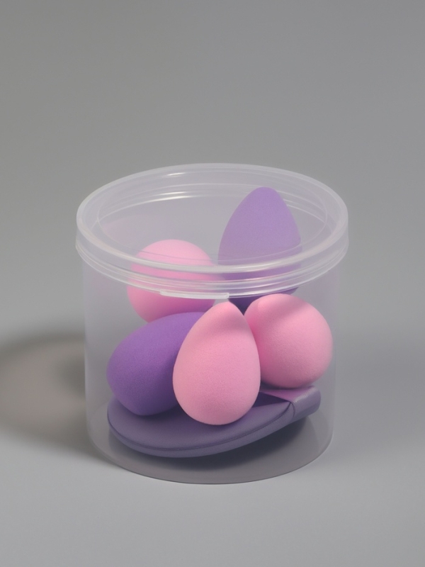 Набор спонжей д/макияжа 7 шт: капля 6 шт, 1 плоск пуховка в пласт футл латекс МИКС пакет QF Набор спонжей д/макияжа 7 шт: капля 6 шт, 1 плоск пуховка в пласт футл латекс МИКС пакет QF