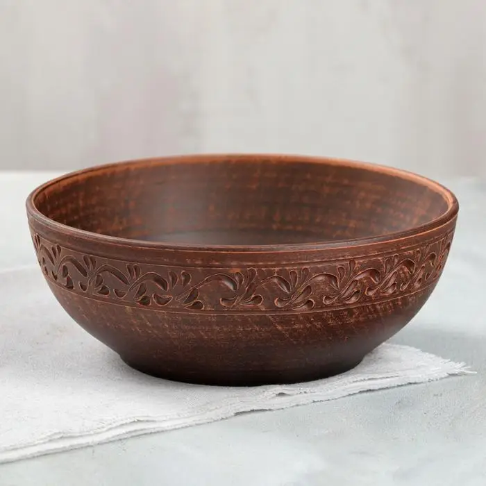 Салатник «Классический», декор, красная глина, 1 л