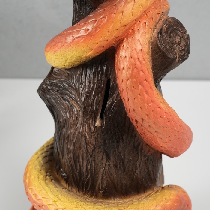 Новогодняя копилка  Новогодняя копилка "Змея на пеньке"  33 х 14 х 15 см, оранжевый