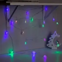 Гирлянда &laquo;Нить&raquo; 5 м с насадками &laquo;Колокольчики&raquo;, IP20, прозрачная нить, 20 LED, свечение мульти (RG/RB), мигание, 220 В