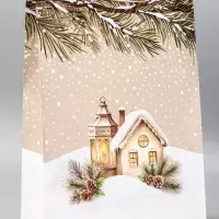 Пакет подарочный новогодний ламинированный, &laquo;Новогодний домик&raquo;, 33&times;10&times;42.5 см