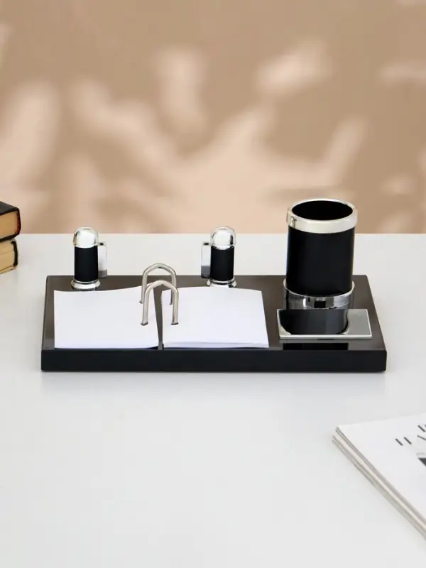 Набор настольный 4 в 1, органайзер с визитницей, черное дерево