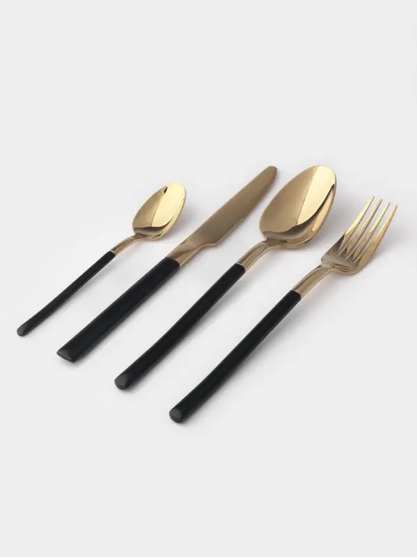 Столовые приборы Magistro &laquo;Версаль&raquo;, 4 предмета, нержавеющая сталь, золотистые, чёрные
