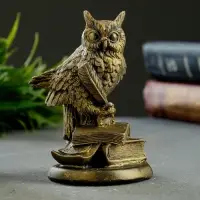 Фигурка гипс &laquo;Филин на книгах&raquo;, состаренное золото, 11&times;7&times;7 см