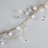 Гирлянда &laquo;Мишура&raquo; 1.2 м, роса с насадками &laquo;Бусины&raquo;, IP20, серебристая нить, 20 LED, от батареек CR2032&times;2, свечение тёплое белое