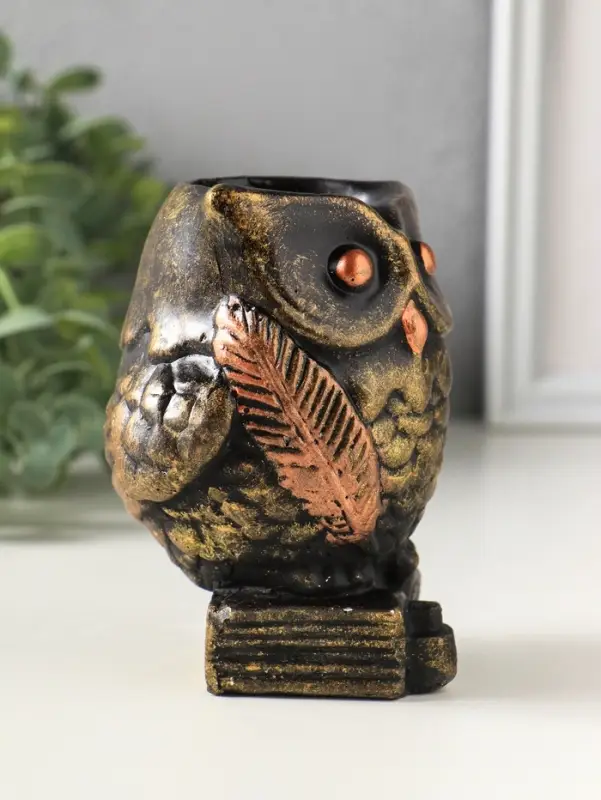 Подставка для мелочей &laquo;Сова на книгах&raquo;, карандашница, 10&times;8 см, под бронзу винтаж
