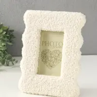 Фоторамка МДФ, иск. мех 9х14 см "Плюш" белая 22,5х18х2 см