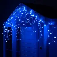 Гирлянда &laquo;Бахрома&raquo; 3&times;0.6 м, IP65, УМС, белая нить каучук, 108 LED, свечение синее, 220 В