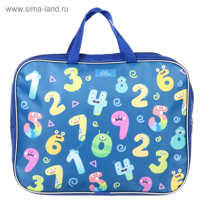 Папка с ручками текстильная, А4, 330 х 260 х 70 мм, Calligrata, «Цифры монстры»