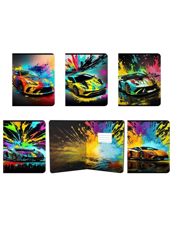 Тетрадь 48л кл Красочные машины, обл карт, мет пленка, МИКС Тетрадь 48л кл Красочные машины, обл карт, мет пленка, МИКС