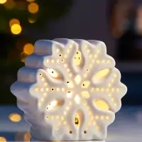 Светодиодная фигура &laquo;Снежинка&raquo;, 9&times;4.4&times;8.8 см, 1 LED, керамика, от батареек LR44&times;3, тёплый белый свет