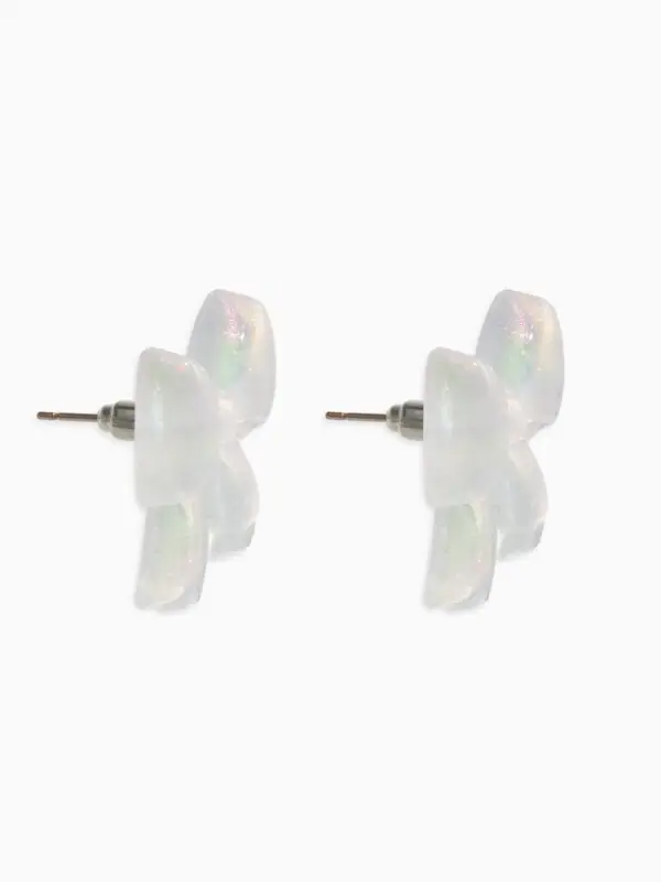 Серьги пластик "Бантик" перламутровый, цвет белый радужный