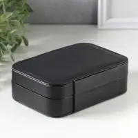 Шкатулка кожзам для украшений "Матовая гладь" чёрная 16,5х11,5х5,5 см