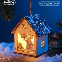 Ёлочная игрушка &laquo;Снеговики&raquo; 9&times;6.5 см, подвеска, от батареек AG10&times;3, свечение тёплое белое