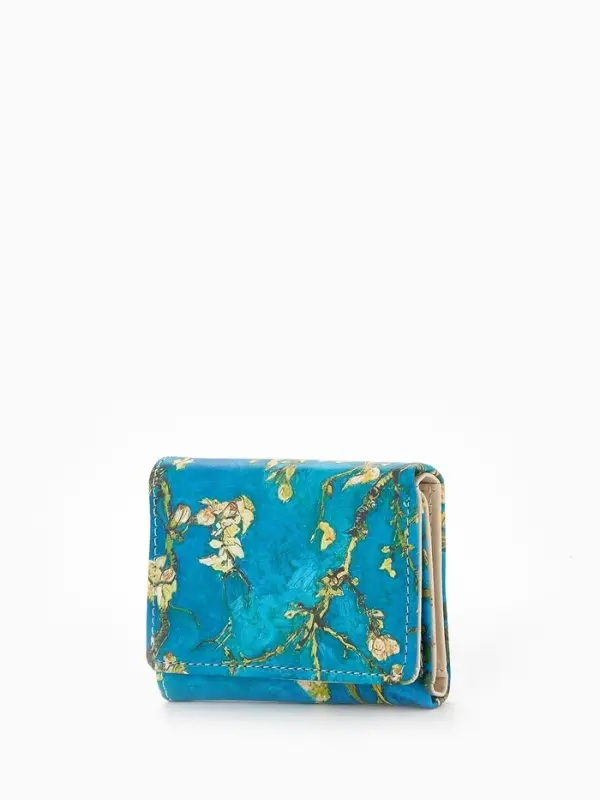 Кошелёк женский на кнопке, 10&times;1.5&times;8 см, с цветочным принтом, зелёный