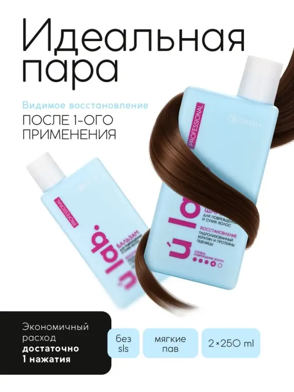 Подарочный набор &laquo;Восстановление&raquo;: шампунь 250 мл, бальзам 250 мл, URAL LAB