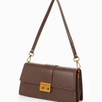 Сумка женская мессенджер TEXTURA на клапане, 26&times;8.5&times;14 см, коричневая