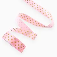 Лента атласная с тиснением &laquo;Горох&raquo;, 25 мм, 23&plusmn;1 м, розовая №04