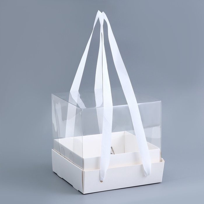 Коробка для торта с прозрачной крышкой, белая, 17 х 17 х 15 см Коробка для торта с прозрачной крышкой, белая, 17 х 17 х 15 см