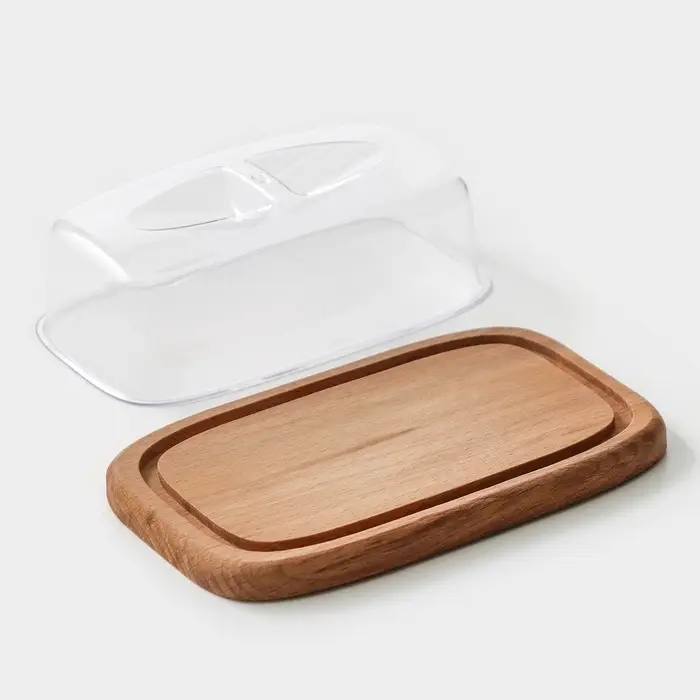 Маслёнка - сырница деревянная с крышкой Adelica, 17&times;11&times;6.5 см, берёза