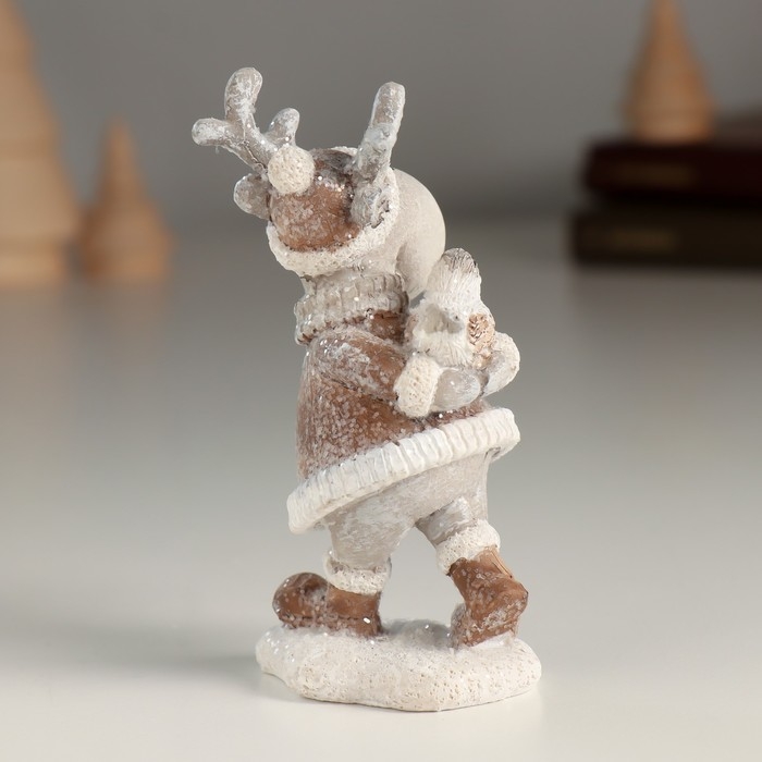 Сувенир полистоун Сувенир полистоун "Вёселый лось с птичкой" 5,5х4,5х10 см