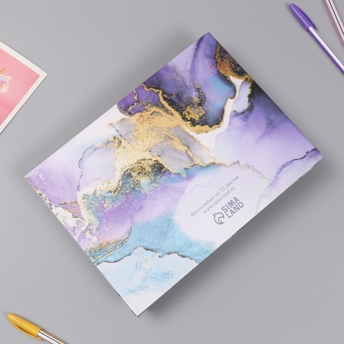 Фотоальбом 25 листов (наклейки+кольца)  Фотоальбом 25 листов (наклейки+кольца) "Создавай особенные моменты" золото 19х27х3 см