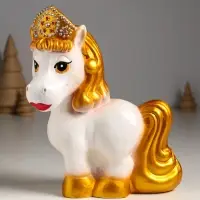 Копилка "Лошадь в кокошнике" 23х17,5х10 см, белый с золотом