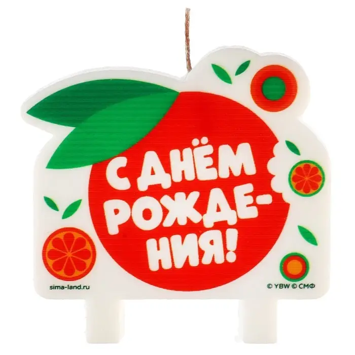 Свеча для торта " С днем рождения", 8 х 8 см, Чебурашка