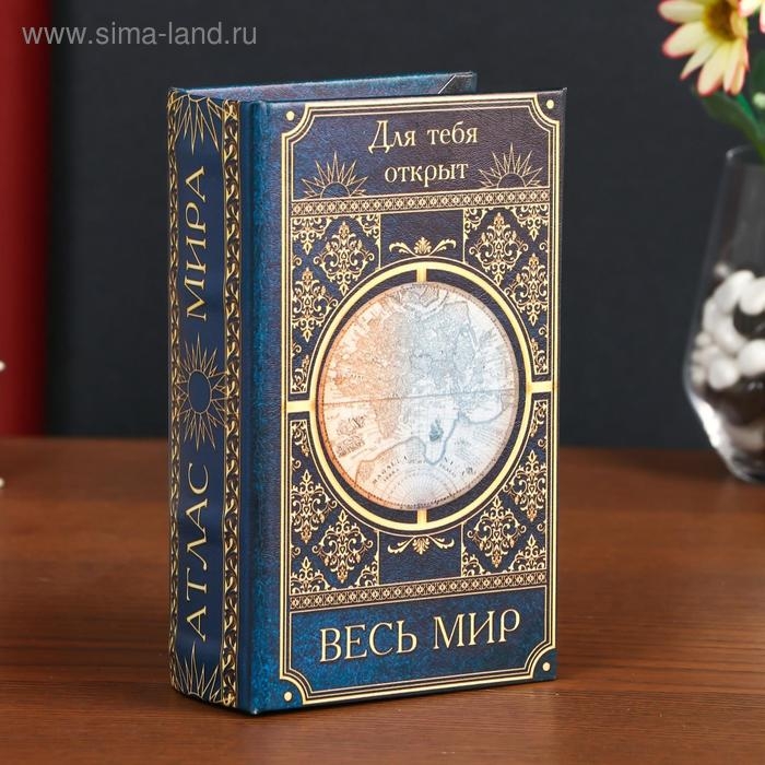 Сейф-книга дерево кожзам  Сейф-книга дерево кожзам "Для тебя открыт весь мир" 17х11х5 см