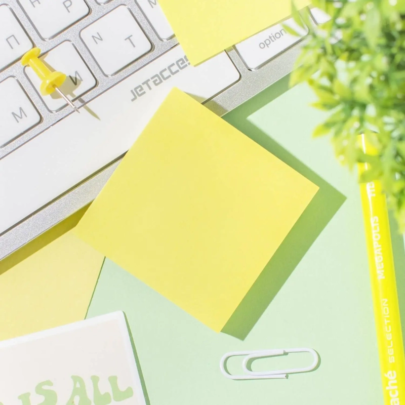 Стикеры  с клеев.краем 51x51 мм 100 лист неоновый желтый