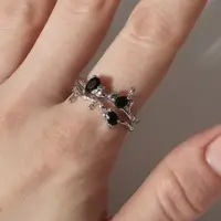 Кольцо &laquo;Чары&raquo;, чёрное в серебре, безразмерное