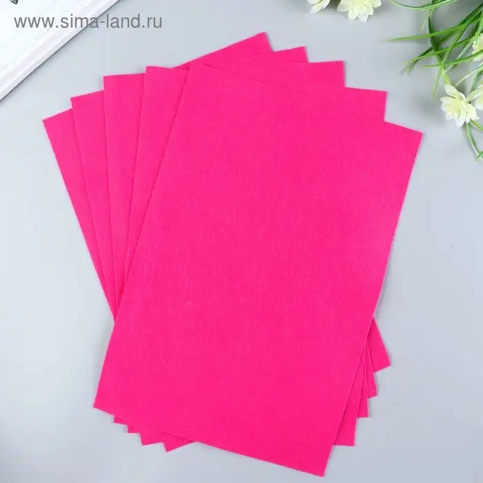 Фетр мягкий 1 мм 20х30 см ярк.розовый Фетр мягкий 1 мм 20х30 см ярк.розовый