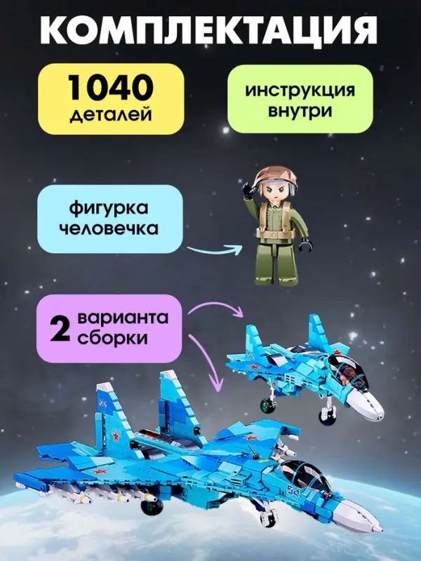 Конструктор Sluban &laquo;Модельки. Сверхзвуковой истребитель&raquo;, 1040 деталей