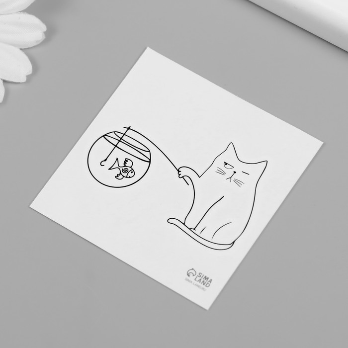 Татуировка на тело чёрная Татуировка на тело чёрная "Котики" набор 10 шт 6х6 см