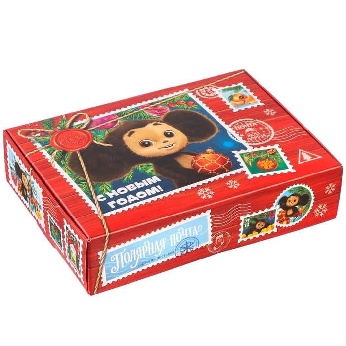 Коробка подарочная Коробка подарочная "С Новым Годом!", Чебурашка посылка, 21х15х5 см