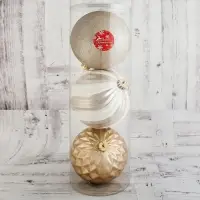 Ёлочные игрушки &laquo;Праздничное ассорти&raquo;, шары новогодние, d=15 см, набор 3 шт., бело-золотой