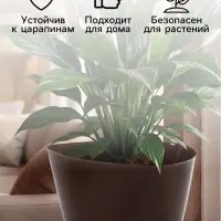 Горшок для цветов &laquo;Элеганс&raquo;, 2 л, d=17.3 см, h=15 см, пластиковый, с поддоном, цвет шоколад