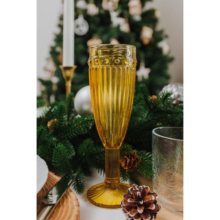 Бокал изстекла для шампанского «Босфор», 160 мл, 7×7×20 см, цвет жёлтый Бокал изстекла для шампанского «Босфор», 160 мл, 7×7×20 см, цвет жёлтый