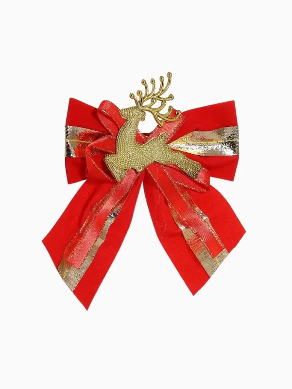 Ёлочные игрушки 3 шт. &laquo;Зимнее волшебство. Бант с оленем&raquo; пластик, 10&times;10 см, золотисто-красный