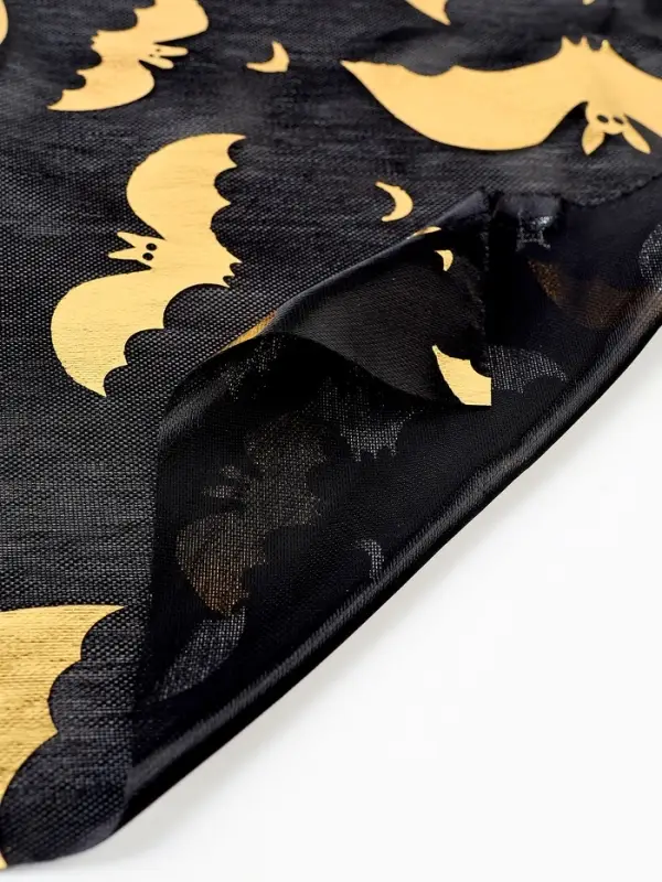 Скатерть тканевая на хэллоуин &laquo;Летучие мыши&raquo;, золото, 200&times;140