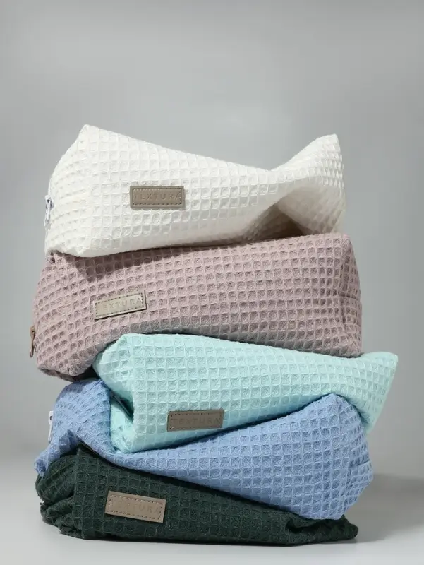 Косметичка женская на молнии TEXTURA, объёмная, большая, мягкая, бирюзовая