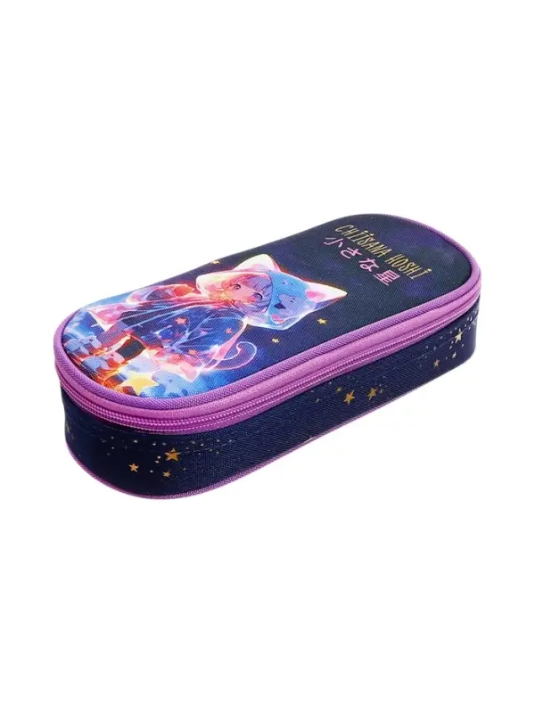 Пенал - футляр deVENTE Chiisana Hoshi, 80&times;210&times;50 мм, мягкий, на молнии, 1 отделение, текстиль, тёмно-синий