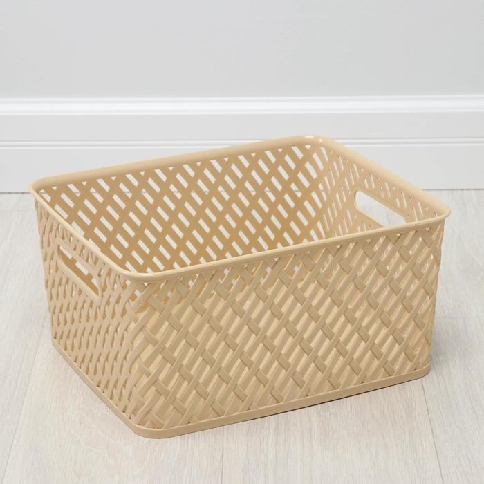 Корзина для хранения «Плетёнка», 35×29×17,5 см, бежевая Корзина для хранения «Плетёнка», 35×29×17,5 см, бежевая