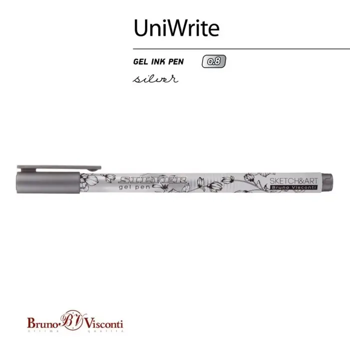 Ручка гелевая SKETCH&ART UniWrite.SILVER, 0,8 мм, серебряный