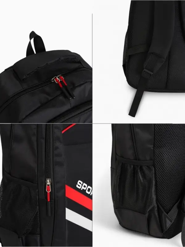 Рюкзак на молнии, 4 кармана, дышащая спинка, 30.5&times;14.5&times;47.5 см, чёрный